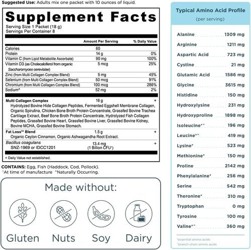 Ancient Nutrition Hydrolyzed Collagen Peptides Powder - Lean Protein with Probiotics & Vitamin C | Cinnamon Flavor, 8 Packets