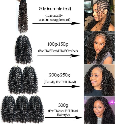Curly Pre-Separated Feather Crochet Hair Extensions Reusable Knotless Real Human Hair With String Fullness Deep Curly Human Crochet Hair 14inch