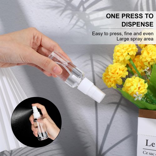 Lemecima 100 Pcs Mini Spray Bottles 1 oz Clear Plastic Fine Mist Spray Bottles with Small Funnels Empty Plastic Bottles Travel Bottle for Essential Oils Travel Perfumes