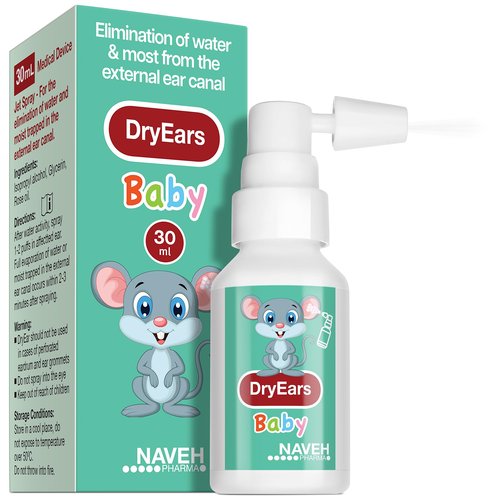 NAVEH PHARMA® Dry Ears Baby | Swimmers Ear Drops Spray | Ear Drying Drops for Little Swimmers | Remove Water Trapped in Ears in Seconds | Prevent Hearing Loss (1 Fl Oz)
