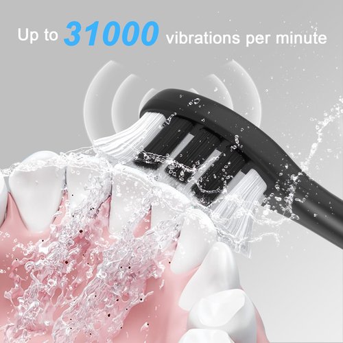 Sonic Electric Toothbrush for Adults,Rechargeable 240 Days Battery Life with 2500mAH Large Capacity, 8 Pack Quality Brushheads,3 Classic Brushing Modes,2 Min Smart Timer Battery Toothbrush,Black