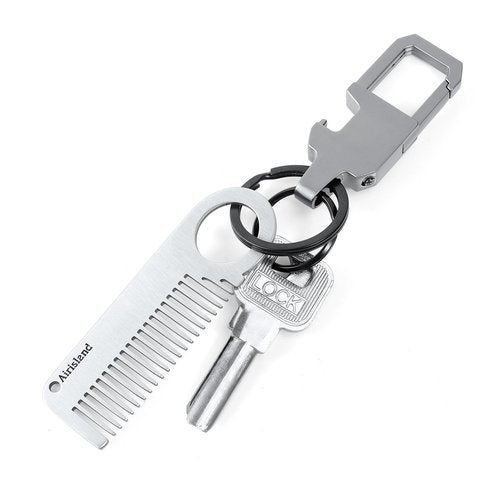 Airisland Stainless Steel Keychain Comb Small Pocket Comb Mini Anti-static Beard Mustache Comb 3.15 inches