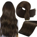 Full Shine Genius Weft Hair Extensions Hair Weft Extensions Brown Hair Extensions Sew In 16 Inch 50G Hand Tied Weft Real Human Hair Sew In Extensions Straight Hair
