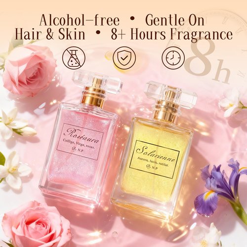 NP NATURES PHILOSOPHY Hair Perfume, Leave-in Hair Serum & Shine Hair Spray for Women, Anti-Frizz, Long Lasting Fragrance, Lightweight Conditioner & Glossier Hair Perfume oils - 2 Pack