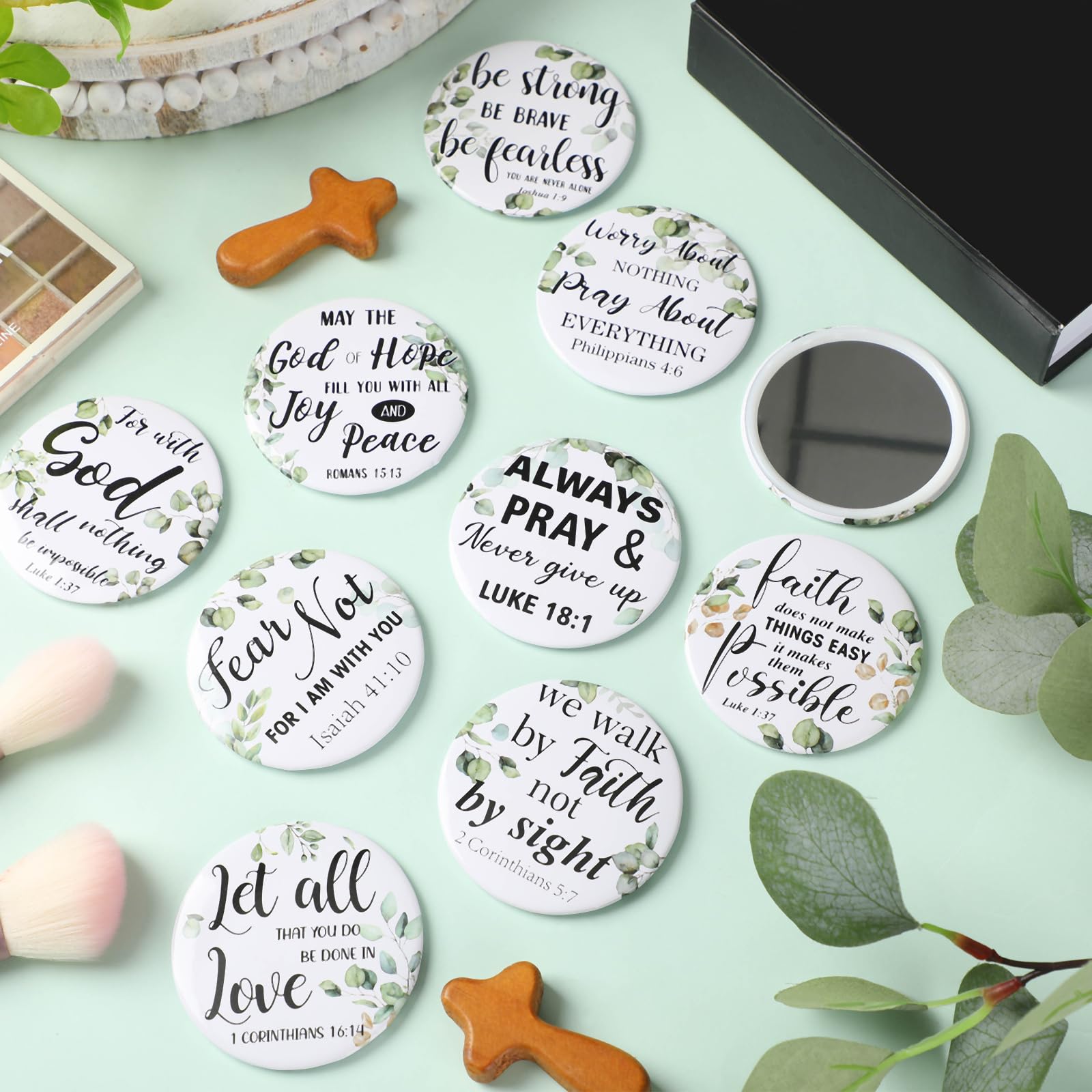 Yaomiao 160 Pcs Christian Gifts Compact Mirror Bulk for Women, Mini Inspirational Bible Verse Scripture Pocket Mirrors, Christmas Religious Gift for Women Employee Coworker Sunday Church Party Favor