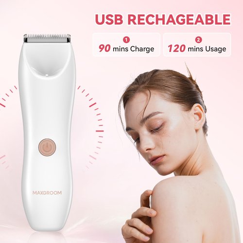 Heyfeel Women's Electric Hair Trimmer, IPX7 Waterproof Bikini Trimmer with LED Light, USB Rechargeable Razor for Pubic & Body Hair, Wet/Dry Use, Gift for Women, Wife, Girls