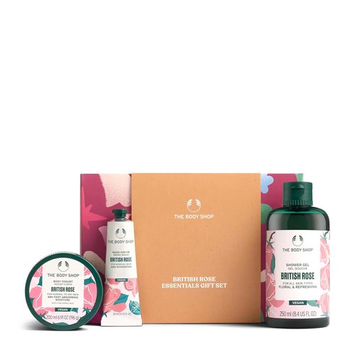 The Body Shop | British Rose Essentials Gift Set - 3-Piece Vegan Set with Body Yogurt, Hand Cream & Shower Gel