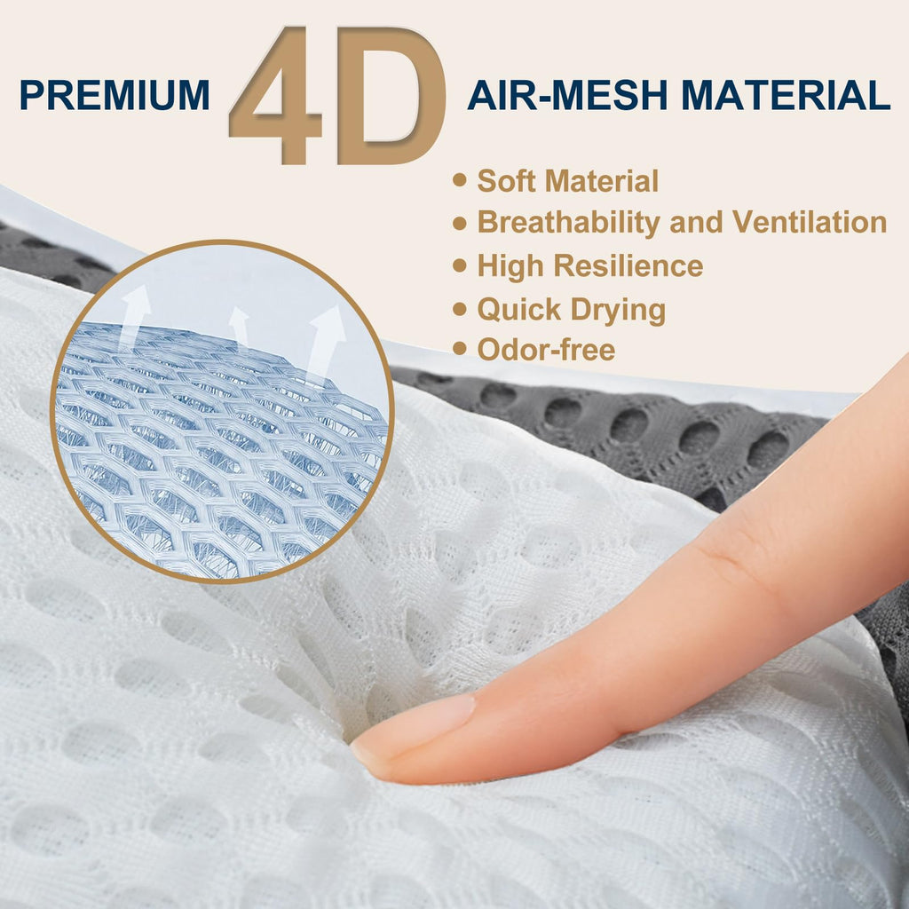 ZYIDBNG Bath Pillow for Tub Ergonomic Cat Shape Design Bath Pillow for Head and Neck Support SPA Gift Bathtub Pillow 4D Air-Mesh with 7 Suction Cups Washable Gray