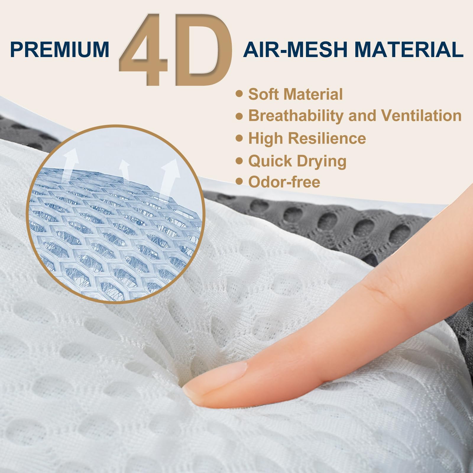 ZYIDBNG Bath Pillow for Tub Ergonomic Cat Shape Design Bath Pillow for Head and Neck Support SPA Gift Bathtub Pillow 4D Air-Mesh with 7 Suction Cups Washable Gray