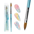 PANA Pure Kolinsky Hair Acrylic Nail Brush - Oval Crimped Teal Wood Handle (Size 12)