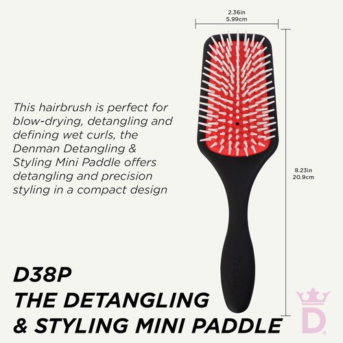 Denman Detangling Paddle Brush - Versatile Wet/Dry Hair Styler for All Hair Types | Ideal for Men & Women