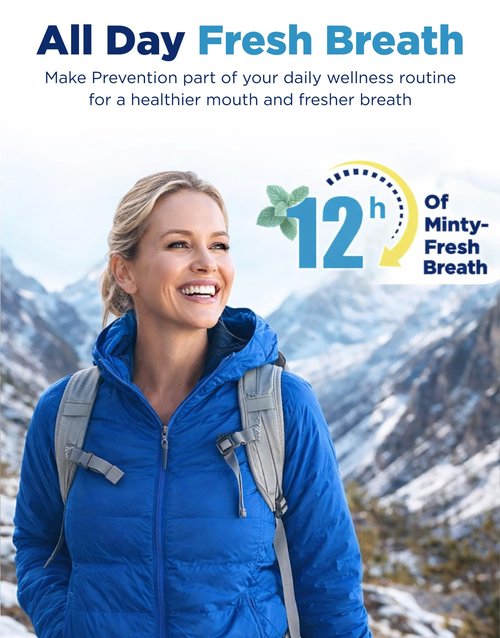 Prevention Daily Care Combo Pack, Alcohol-Free Mouthwash, Hydrogen Peroxide Teeth Whitening, 1 Bottle of Soothing Fresh Mint, 1 Bottle of Double Mint Menthol, Gum Care Oral Mouth Rinse 16 oz 2 Pack.