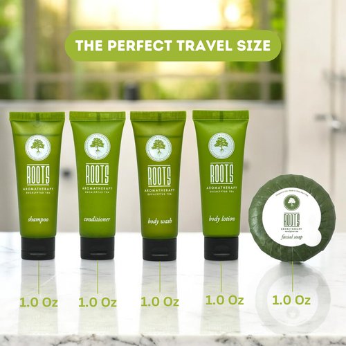 ROOTS AROMATHERAPY Travel Size Shampoo and Conditioner Supplies For Guests,Airbnb Essentials for Hosts,Mini Shampoo And Conditioner Sets,Hotel Toiletries,Air Bnb Kit For Bathroom Wash Lotion,(150 Pcs)