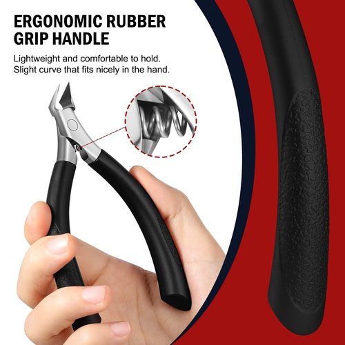 FVION Toenail Clippers for Ingrown Toenail, Straight Nail Clippers for Ingrown Toenails, Professional Ingrown Toenail Treatment for Adults, Seniors, Men and Women (Black)