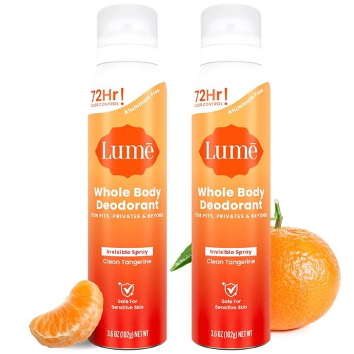 Lume Invisible Spray Deodorant For Women - 72 Hr Odor Control | Aluminum-Free & Natural Propellant - 3.6 oz Clean Tangerine