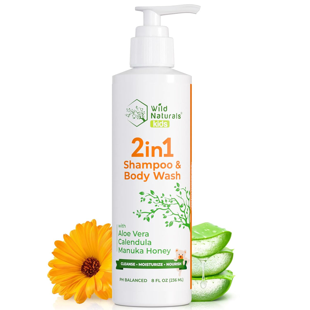 Wild Naturals Baby Eczema Shampoo & Body Wash - Gentle, Tear-Free Formula with Aloe & Manuka Honey, 8 fl oz
