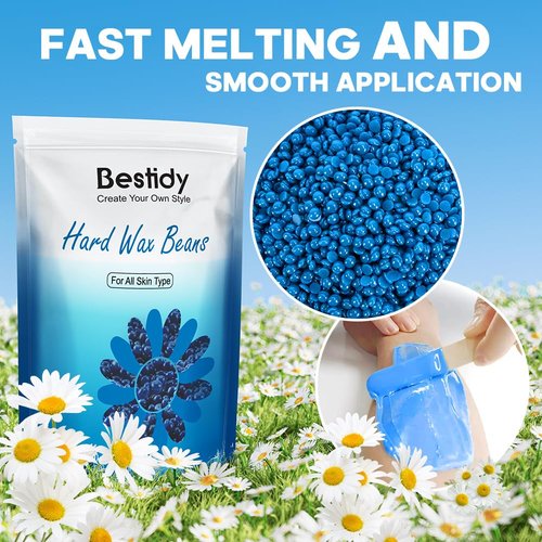 Bestidy Hard Wax Beads for Hair Removal, Waxing Beads for Coarse Hair, 500g Refill Wax Beads for Wax Warmer, Home Waxing for All Body and Brazilian Bikini Areas, Women Men(500g)