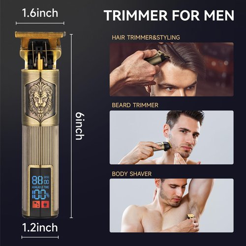 NAYOUN T-Blade Trimmer for Men Professional Hair Clippers Barber Beard Trimme Hair Trimmer with LCD Display T Liners Cordless Zero Gapped Shavers Edgers Clipper for Hair Cutting