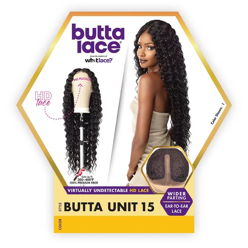 Sensationnel Butta Lace Wigs - Unit 15 Extra Wide 5 Inch Deep Parting Synthetic Preplucked Hairline Glueless Lacefront (1 JETBLACK)