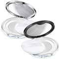 Cunhill 2 Pcs Loose Powder Container with Puff 0.17/0.7 oz Reusable Plastic Portable DIY Makeup Empty Powder Case with Mirror and Net Sifter(Silver, Black)