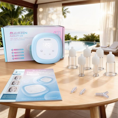 Electric Facial Cupping Therapy Set, 3-in-1 Face Cupping, Gua Sha & Massage Tool for Skin Care, 6 Pcs Glass Facial Rejuvenation Device for Sculpting, & Toning Chin, Jawline & Neck