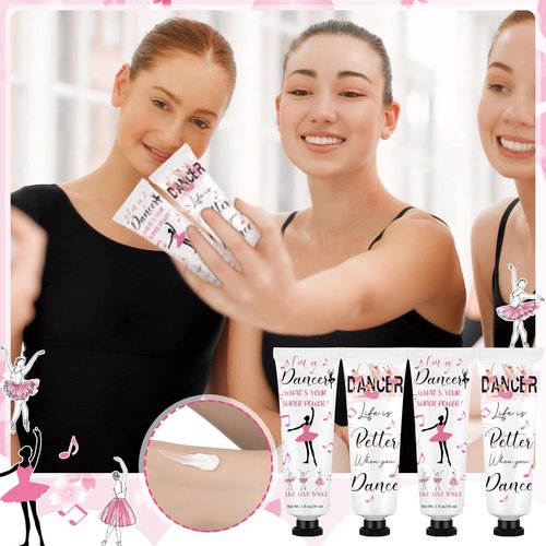 Loopeer 24 Pcs Dancer Gifts Bulk Recital Ballerina Party Favors Double Sided Hand Cream Set Travel Size Moisturizing Hand Lotion Dance Team Ballet Gifts for Women