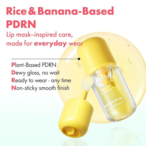 Amuse Seoul Banana Lip Oil | Hydrating Vegan Lip Oil with Peptide & Rice-Based PDRN - 01 Zen Matcha