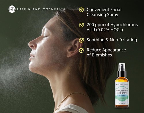 Kate Blanc Cosmetics Hypochlorous Acid Spray - Gentle Facial Cleanser for Acne-Prone Skin | 2oz