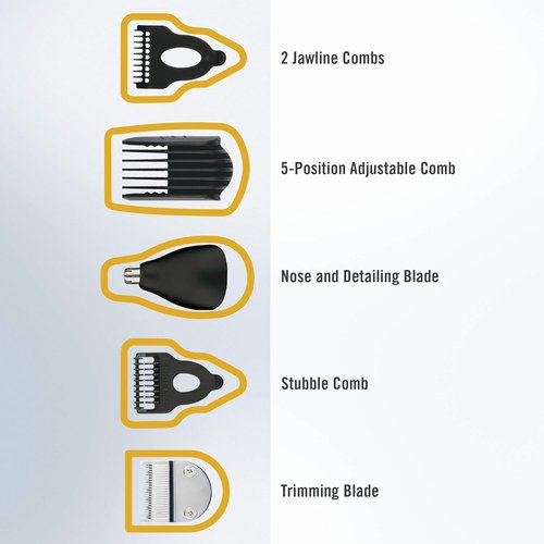 ConairMAN All-in-One Beard Trimmer - Cordless Grooming Kit for Face, Nose & Ear Hair - 6 Pieces