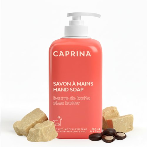 Caprina Liquid Hand Soap, Fresh Goat’s Milk with Shea Butter, 500 ml, Moisturizing Hand Wash for Dry Skin