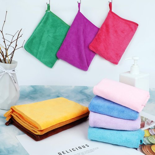 PHOGARY 10 Pack Microfibre Bath Mitts(6"x8"), European Style Washcloth Microfiber Wash Mitt, Reusable Makeup Remover Mitt Gloves Colorful Wash Cloth