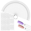 CZWESTC 300 Pcs Nail Swatch Sticks with Number Stickers, Clear Square-shaped Nail Polish Sample Swatches with Ring for Color Display and DIY (50 pcs/string)
