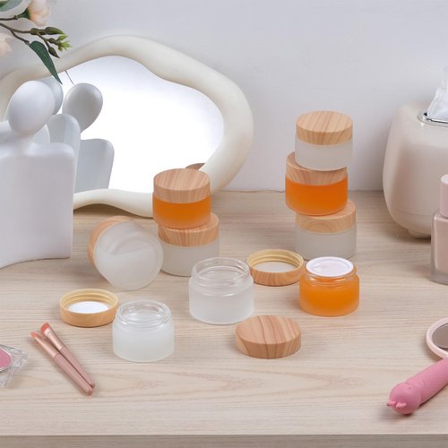 TkoYuHm 12-Pack White Matte Glass Bottles 1.67oz Cosmetic Containers for Skincare Travel-Friendly Refillable Leak-Proof Design