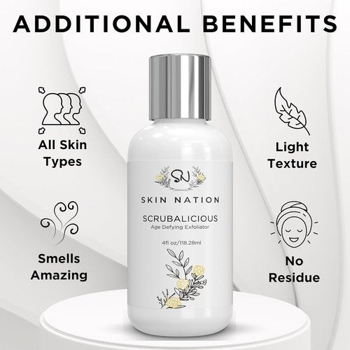 Skin Nation Scrubalicious Exfoliator - Gentle Face Scrub with Glycolic Acid & Aloe Vera | 4 oz