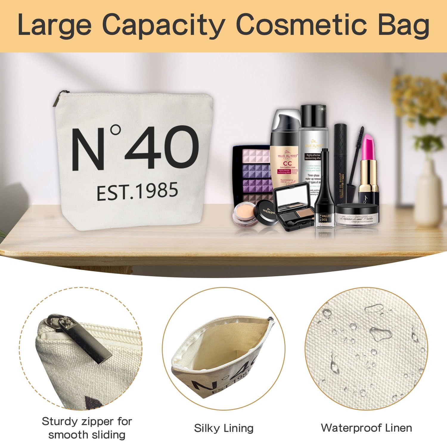 Zevulizen 40th 50th 60th Birthday Gifts for Women/Wife/Mom/Grandma/Sister/Friends/Aunt, 6Pcs (40th Bag Set 1985)