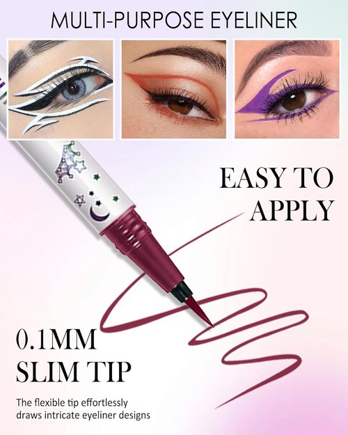 Skiennix Colored Liquid Eyeliner Pen - Black Waterproof, Long Lasting & Smudge-Proof | Perfect Valentine’s Day Gift