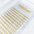 HAICHER Holographic Lash Tinsel, Colored Lash Extensions CC Curl 9-18mm Mixed Lash Trays (Gold, Spike)