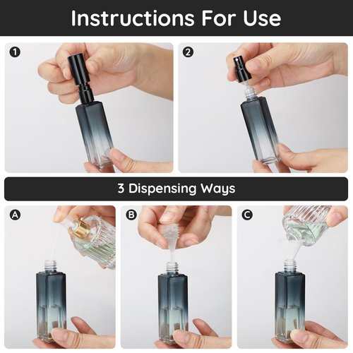 Segbeauty 2pcs Perfume Bottles Empty, 20ML Refillable Travel Size Atomizer Sprayer for Perfume, Glass Spray Bottle Cologne Dispenser Toiletries Container Perfume Making Kit with Dispensing Refill Tool