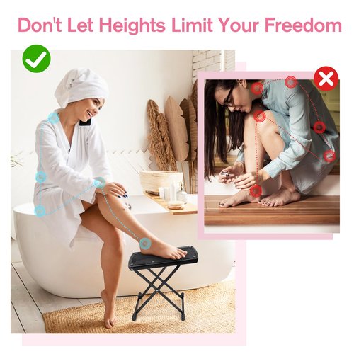 Subay Pedicure Foot Rest, 6 Heights Adjustable Foot Stand for Pedicure, Foldable Non-Slip Pedicure Stand for Easy At Home Pedicures, No More Bending or Stretching Pedicure Stool Tool for Home Foot Spa