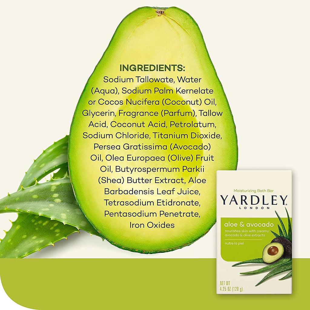 Yardley London Fresh Aloe Bar - Aloe & Avocado - 4.25 oz - 4 ct
