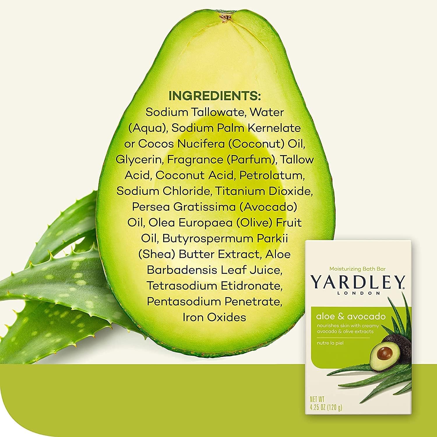 Yardley London Fresh Aloe Bar - Aloe & Avocado - 4.25 oz - 4 ct