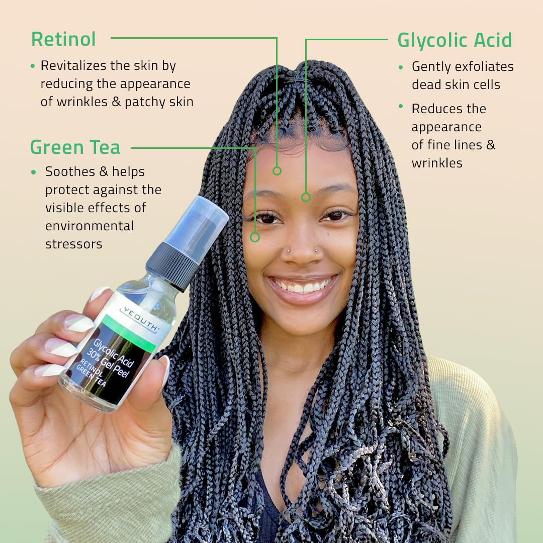 YEOUTH Glycolic Acid Peel - At-Home Chemical Exfoliator with 30% AHA & Retinol | Refresh & Smooth Skin 1oz