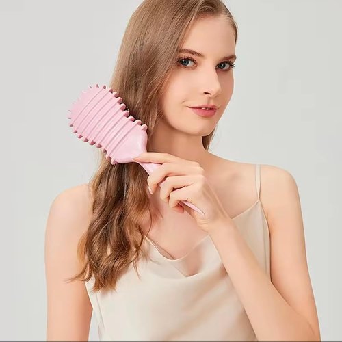 Skiennix Curl Defining Brush - Edge Control Round Hairbrush for Blowouts | Boar Bristle Design, Green