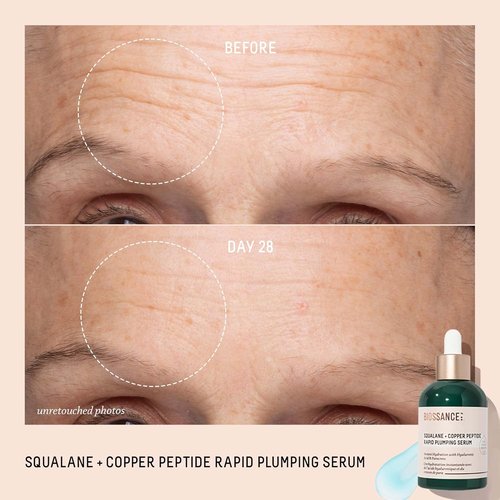 Biossance Squalane + Copper Peptide Rapid Plumping Serum - Vegan Face Serum for All Skin Types | Firming & Hydrating