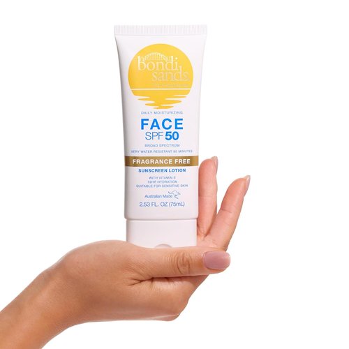 Bondi Sands SPF 50 Fragrance-Free Daily Sunscreen Face Lotion - Hydrating, Non-Greasy, Water-Resistant | 2.53 Oz/75 mL