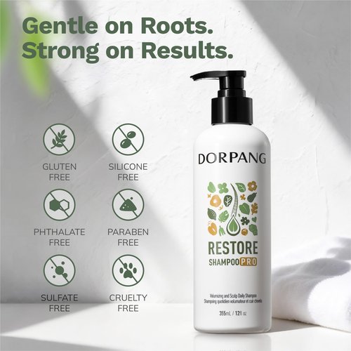 DORPANG Restore Shampoo for Thinning Hair, Peptide Shampoo for Women & Men with AnaGain™, Clinically Formulated to Support Thicker, Fuller-Looking Hair & Scalp Balance, Sulfate-Free, 12 fl oz (355ml)