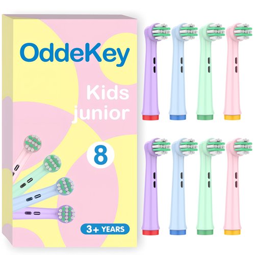 OddeKey Kids Replacement Heads Compatible with Braun Oral B Electric Toothbrush, Extra Soft Replacement Toothbrush Heads for Gentle Care, Kids Toothbrush Heads are for Ages 3+ and 6-12, 8 Count