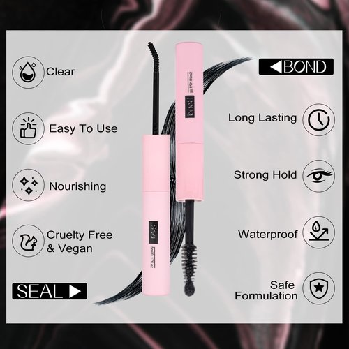 ALICE Lash Bond and Seal, Cluster Lashes Glue for DIY Eyelash Extensions, Individual Lash Glue for Clusters Eyelash Strong Hold Long No Latex Lasting Waterproof Eye Lashes Glue Mascara (Black 5ml×2)