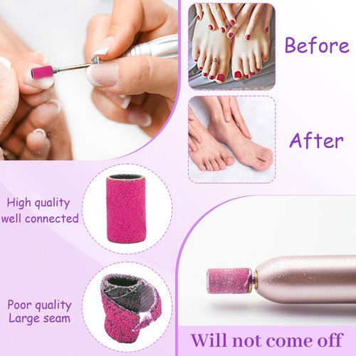 300Pcs Nail Sanding Bands, #80#120#150#180#240 Grit Sanding Bands for Nail, Professional Nail Drill Sanding Bands for Acrylic Gel Natural Nails, Nail Sanding Bands for Manicures&Pedicures