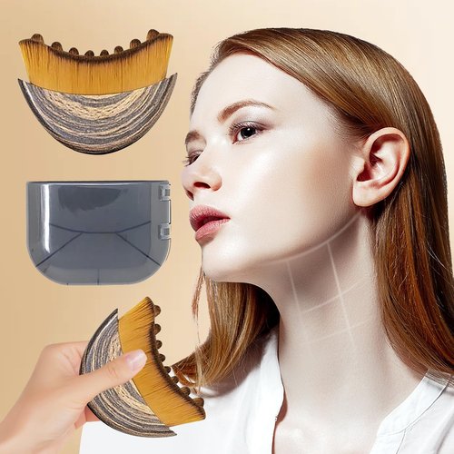 2PCS Lymphatic Contour Face Brush - Ultra-Soft Bristles for Facial Lymphatic Drainage, Chin & Jawline Sculpting, Ergonomic Design for Depuffing - Gua Sha Brush Alternative, Dry Brush for Face